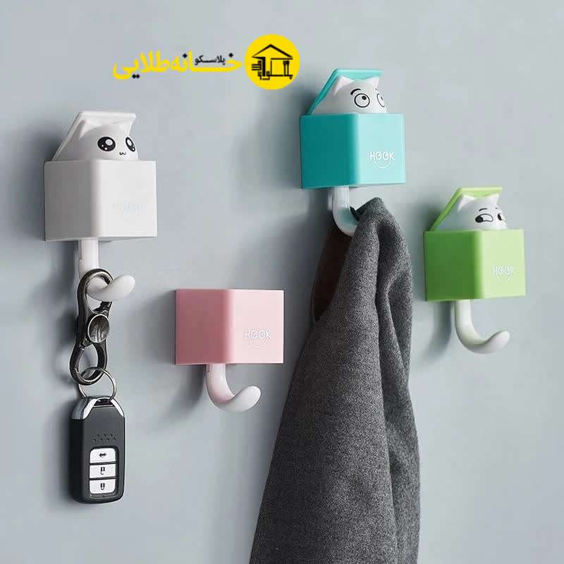 آویز حوله طرح گربه هوک Funny HOOK مدل : آبی blue — تصویر ۴