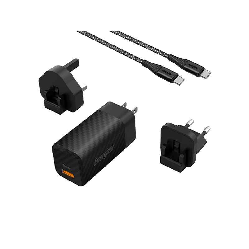 شارژر دیواری 65 وات GaN انرجایزر مدل Energizer A65MUC دو پورت به همراه کابل 100 وات USB-C — تصویر ۲