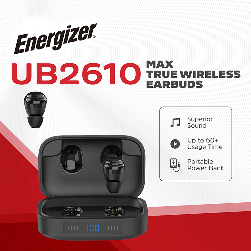 هندزفری بلوتوثی انرجایزر مدل UB2610 با کیس شارژ 2400 میلی‌آمپر ساعت و قابلیت پاوربانک — تصویر ۶