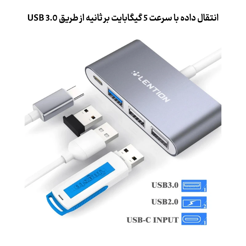هاب 4 پورت C13 USB C — تصویر ۵