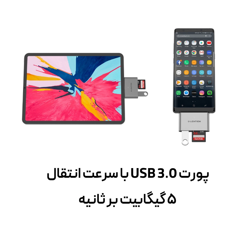 مبدل USB C به CS15 SD MicroSD &amp; USB 3.0 — تصویر ۶