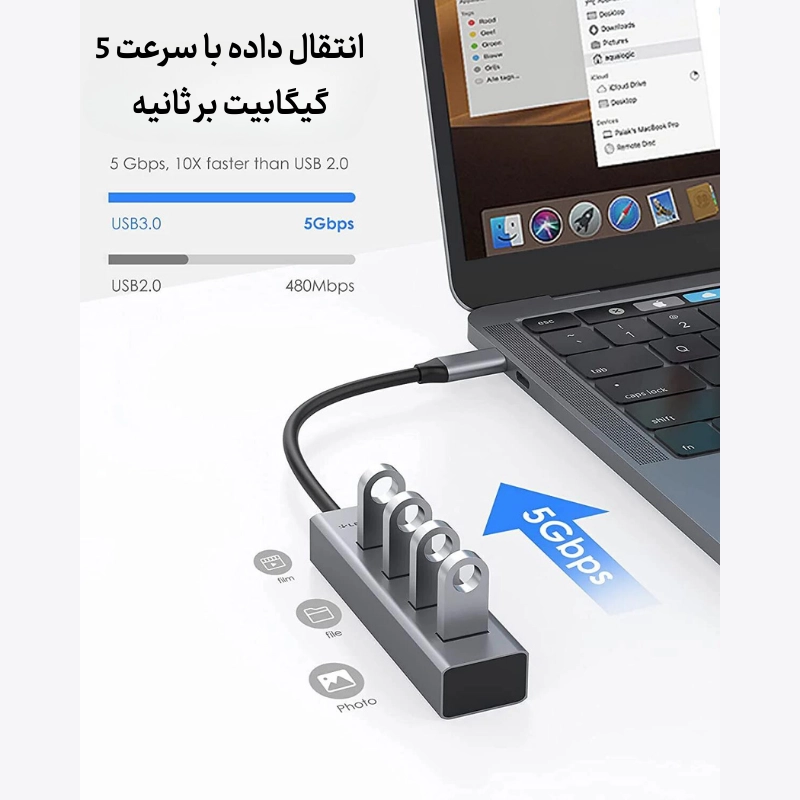 هاب 4 پورت C22s USB C — تصویر ۴