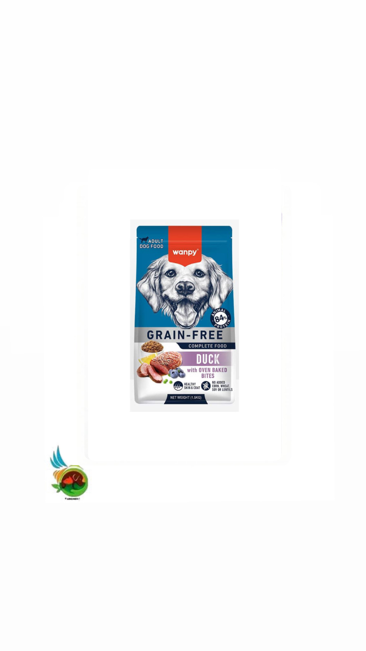 غذای خشک سگ بالغ ونپی بدون غلات طعم اردک Wanpy adult dog food grain free with duck وزن ۱.۵ کیلوگرم