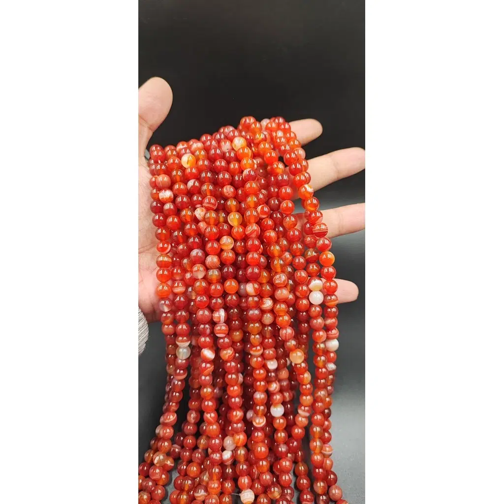 ریسه سنگ عقیق کارنلین سایز 8 میلی کد 6725 — تصویر ۴