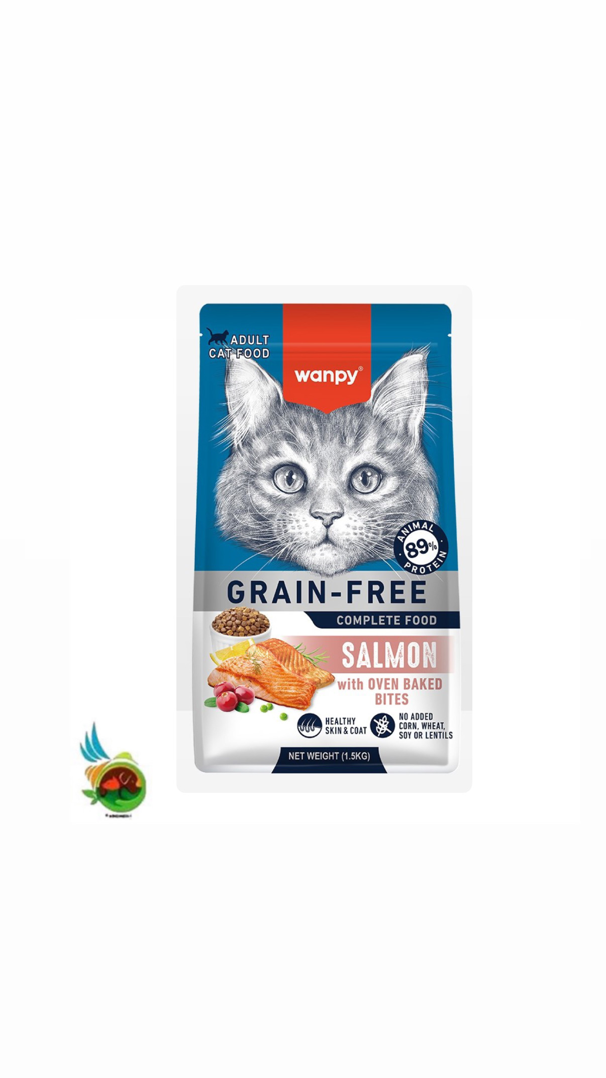 غذای خشک گربه بالغ ونپی بدون غلات طعم سالمون Wanpy adult cat food grain free with salmon (فله ای)
