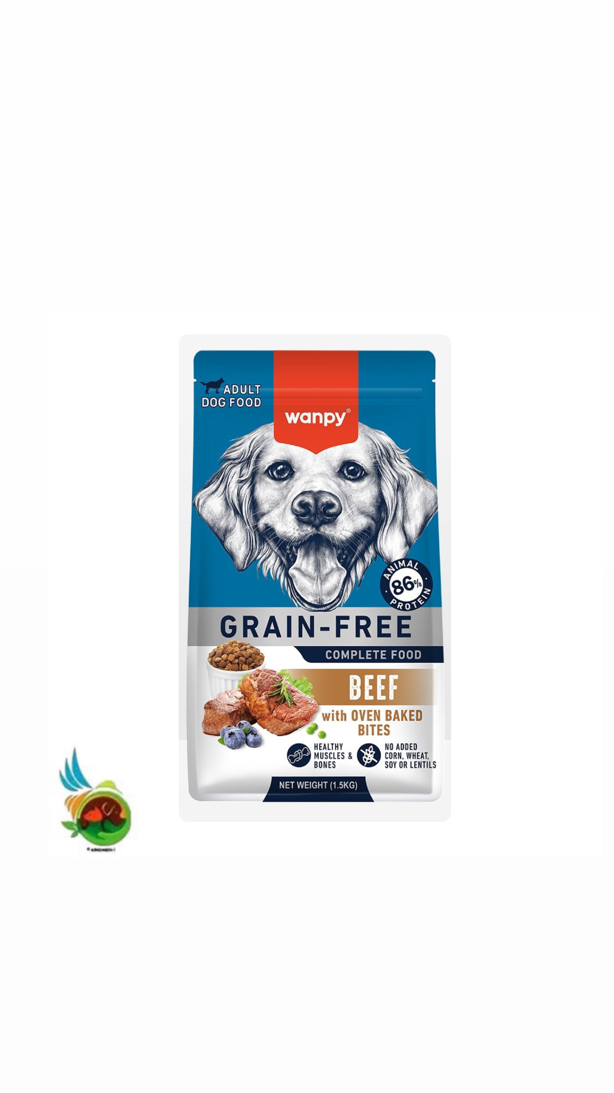 غذای خشک سگ بالغ ونپی بدون غلات طعم گوشت Wanpy adult dog food grain free with beef