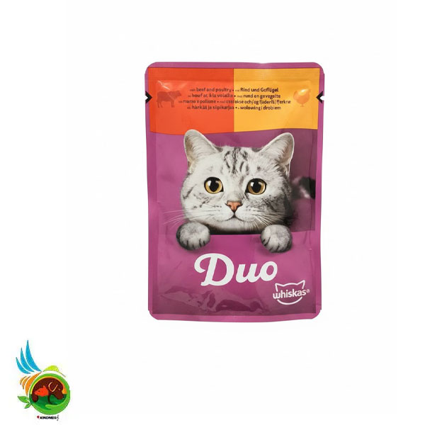 پوچ گربه بالغ ویسکاس طعم گوشت گاو و مرغ Whiskas with beef and poultry وزن ۸۵ گرم