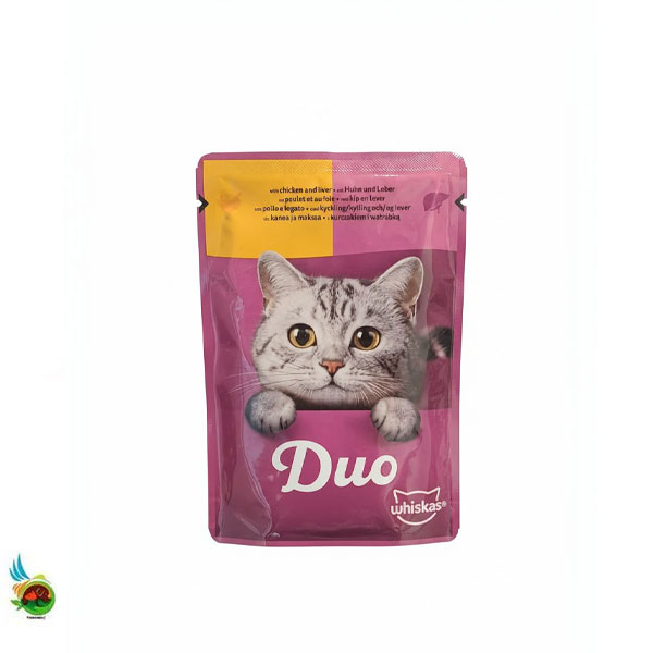پوچ گربه بالغ ویسکاس طعم مرغ و جگر Whiskas with chicken and liver وزن ۸۵ گرم