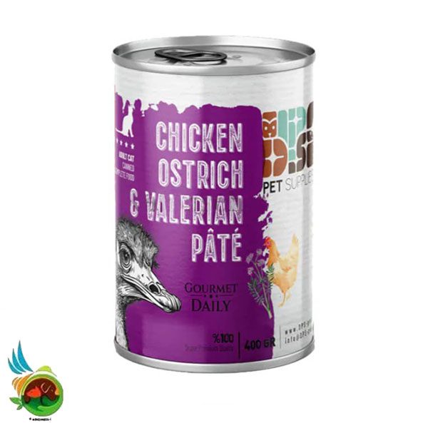 کنسرو پته گربه بالغ دی پی اس طعم مرغ، شترمرغ و سنبل الطیب Dps adult cat chicken and ostrich &amp; valerian وزن ۴۳۰ گرم — تصویر ۲