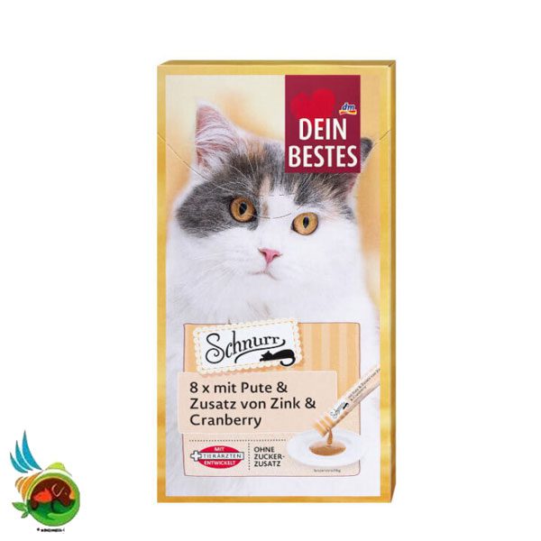 بستنی گربه دین بستس طعم بوقلمون و کرنبری Dein bestes mit pute &amp; cranberry بسته ۸ عددی