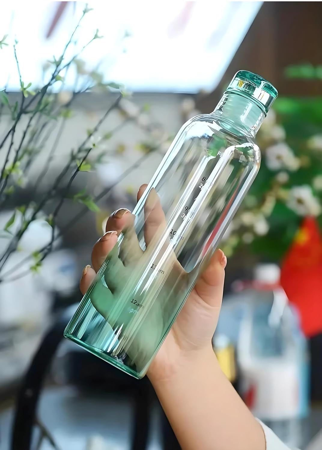 بطری آب پیرکس رنگی 750 میلی لیتر وارداتی با درب واشر دار(رنگ سبز) — تصویر ۴