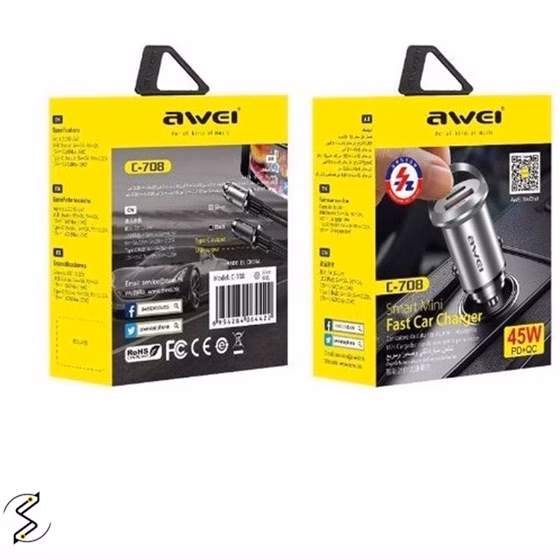 شارژر فندکی مینی 45 وات اوی AWEI مدل C-708 — تصویر ۴