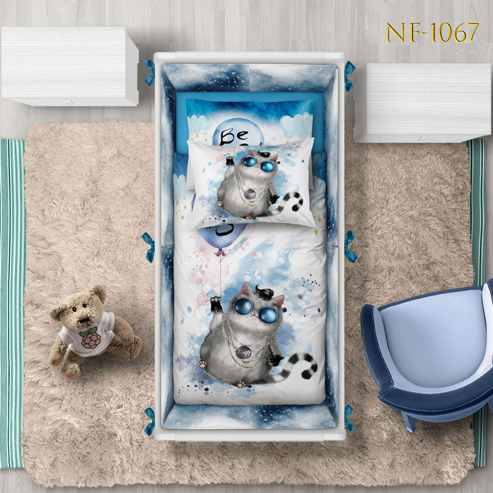 روتختی نوزادی طرح گربه خوشتیپ NF-1067 — تصویر ۲