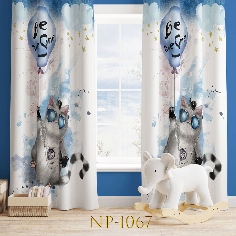 پرده پانچی طرح گربه خوش تیپ NP-1067 — تصویر ۲