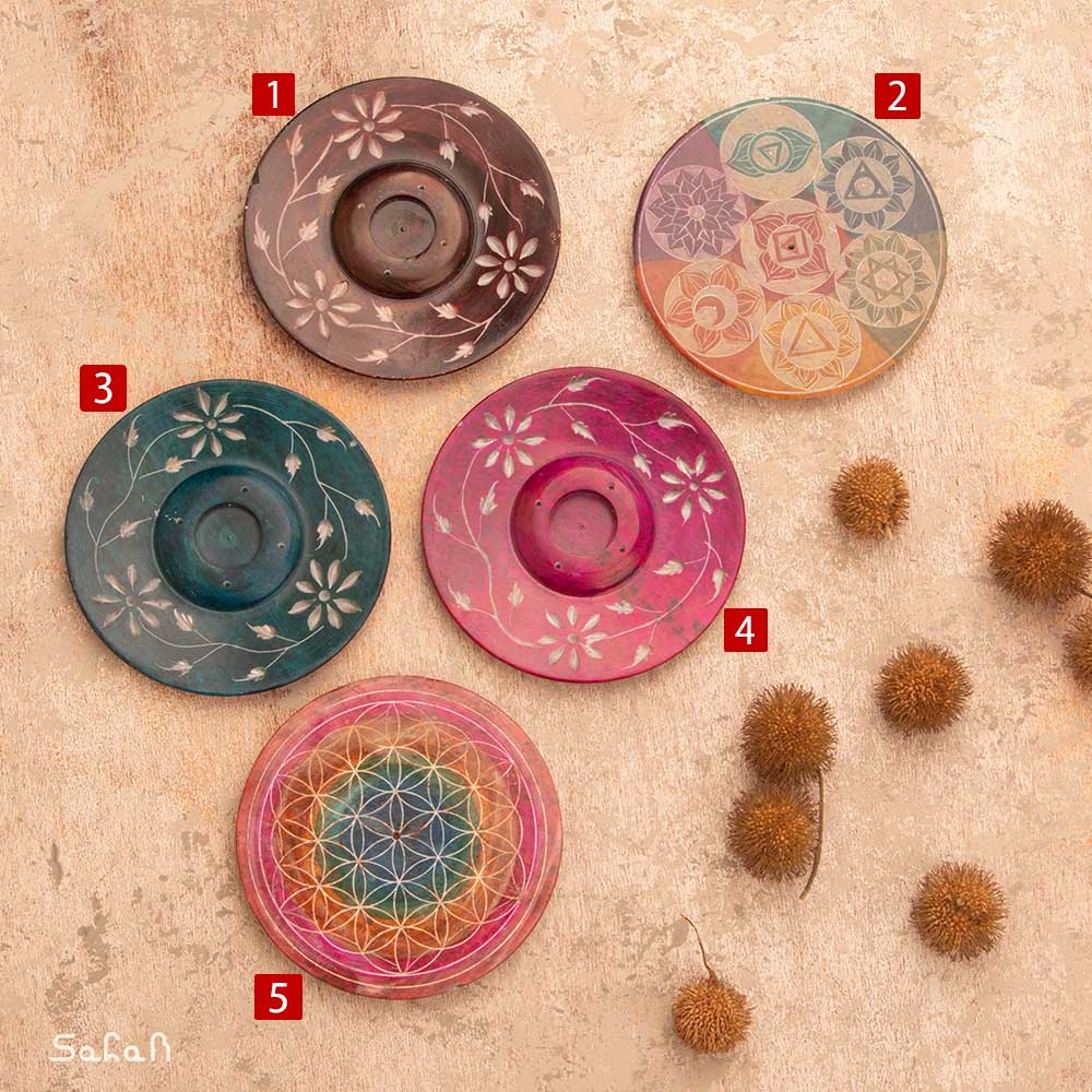 عود سوز سنگی دایره گل و هفت چاکرا — تصویر ۳