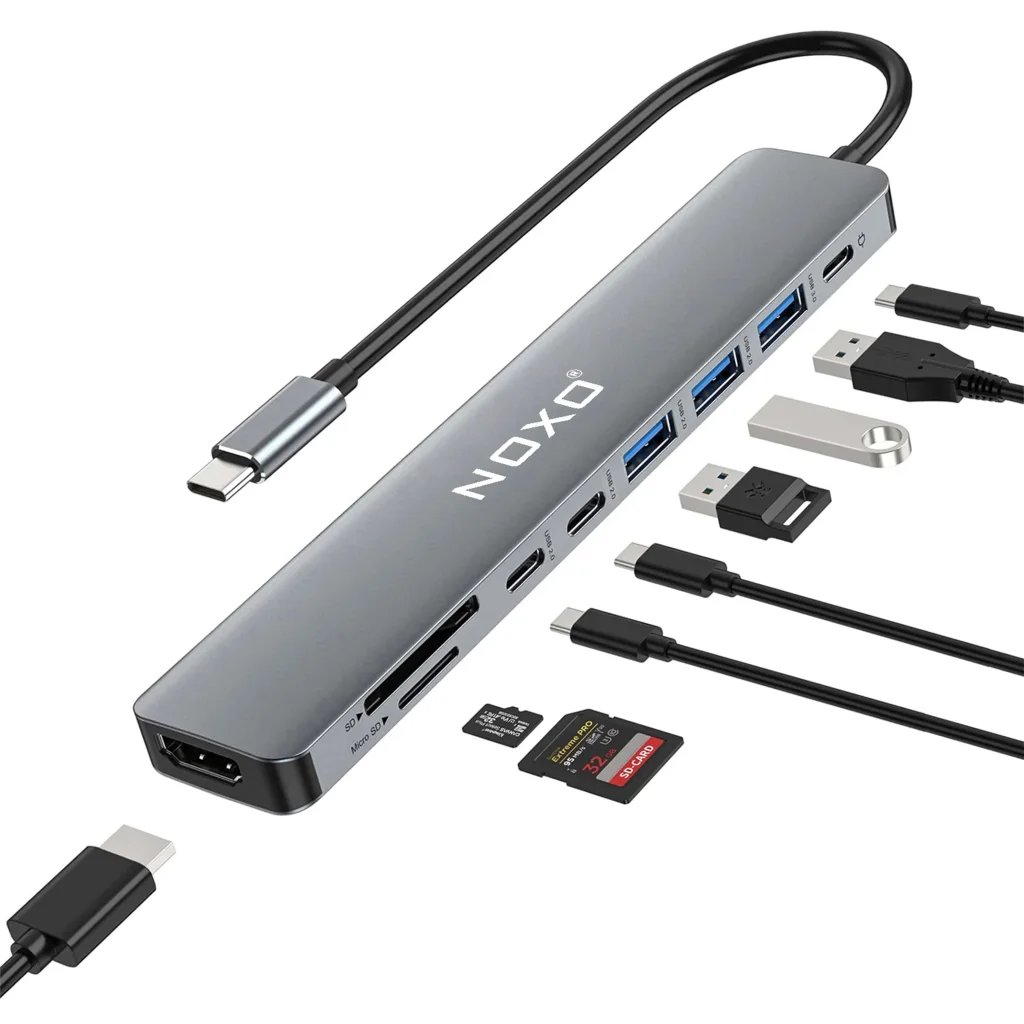 هاب 9 پورت Type‑C نوکسو مدل HUB‑N1 | مبدل 9 در1 با HDMI 4K، PD 100W و USB 5Gbps — تصویر ۳