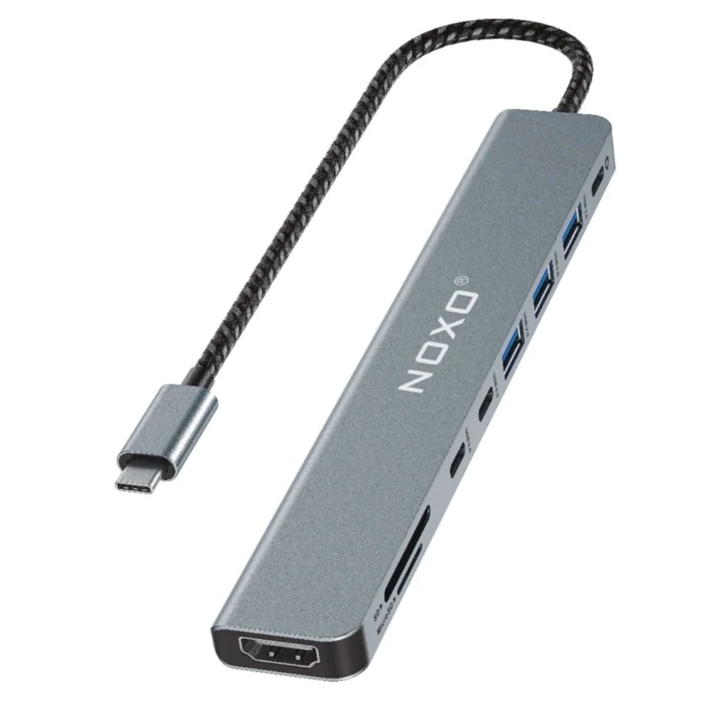هاب 9 پورت Type‑C نوکسو مدل HUB‑N1 | مبدل 9 در1 با HDMI 4K، PD 100W و USB 5Gbps — تصویر ۲