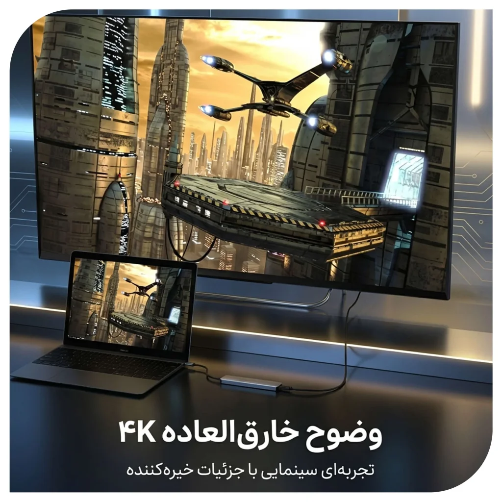 هاب 9 پورت Type‑C نوکسو مدل HUB‑N1 | مبدل 9 در1 با HDMI 4K، PD 100W و USB 5Gbps — تصویر ۵