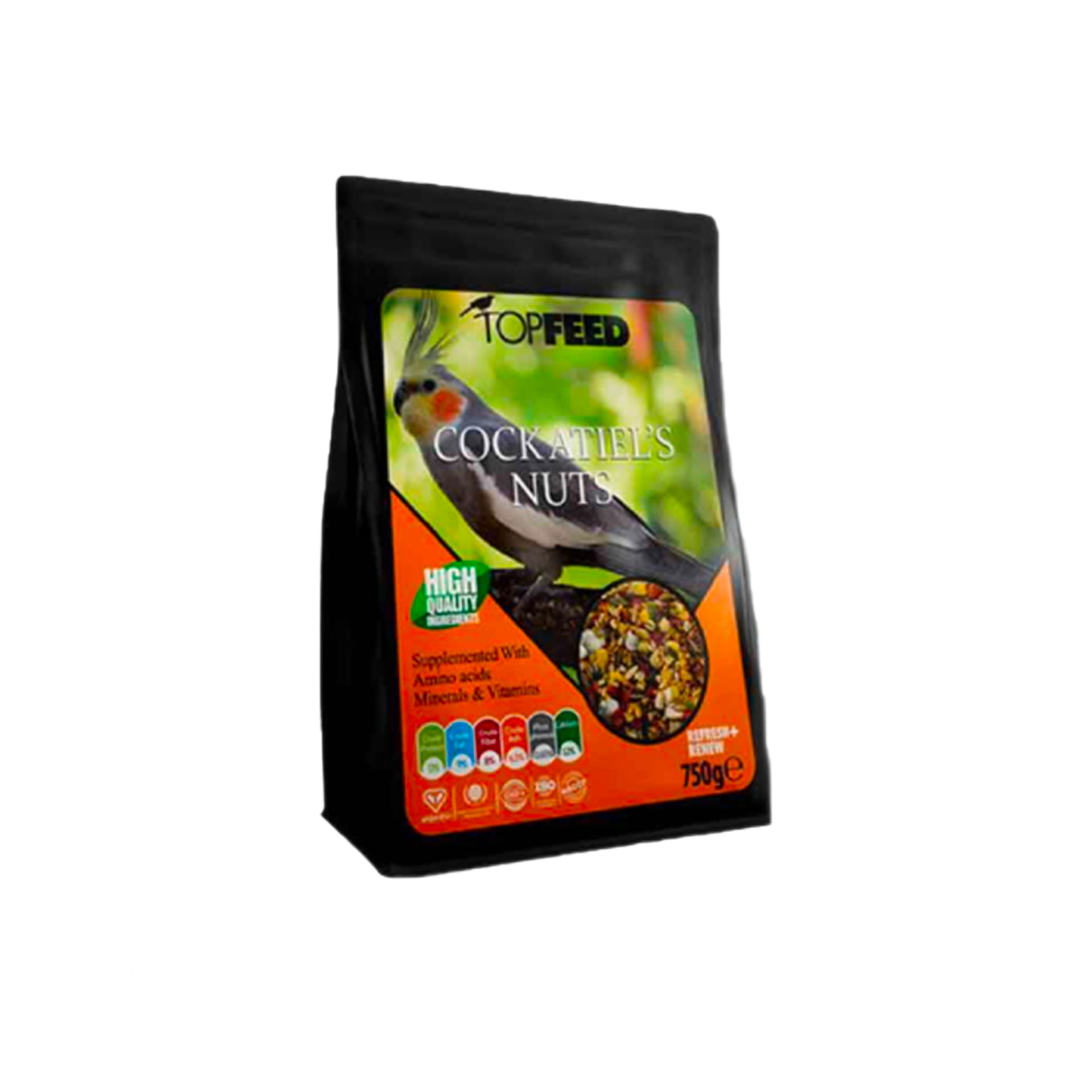 غذای آجیلی عروس هلندی TopFeed Cockatiel’s Nuts تاپ فید وزن 750 گرم