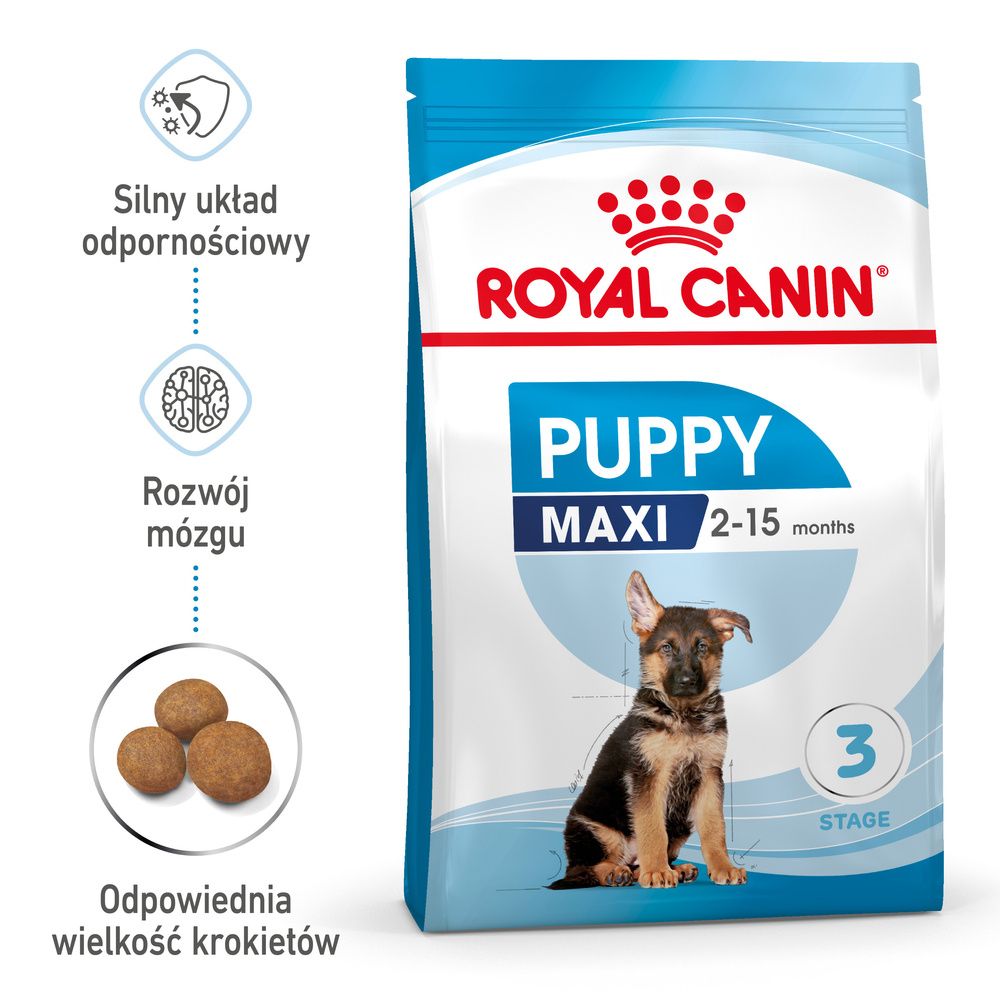 غذای خشک توله سگ نژاد بزرگ (ماکسی پاپی) رویال کنین Royal Canin Maxi Puppy وزن 10 کیلوگرم — تصویر ۳