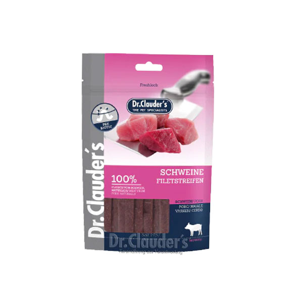 تشویقی سگ دکتر کلادرز گوشت خوک نواری ۸۰ گرم Dr. Clauder’s SCHWEINE/PORK