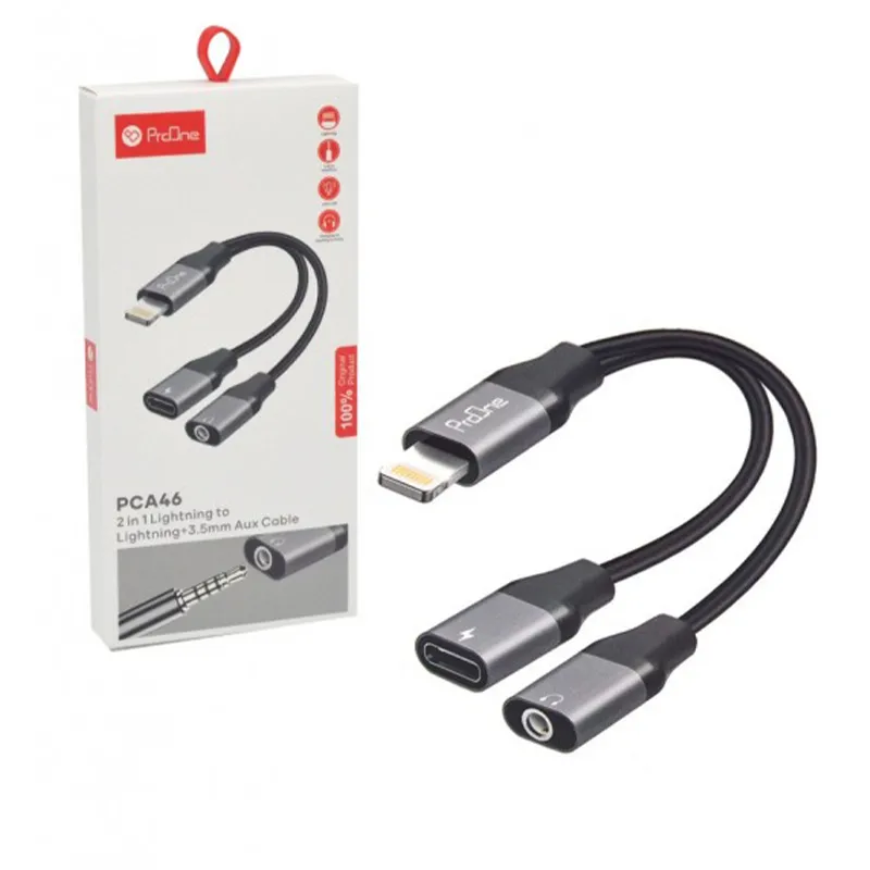 کابل تبدیل آیفون به AUX و لایتنینگ پرووان مدل PCA46 طول 0.15 متری