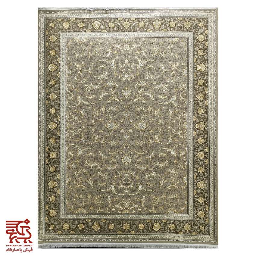 فرش افشان نسکافه ای گل برجسته طرح نیرا — تصویر ۲