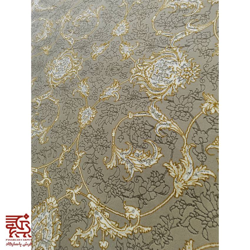 فرش افشان نسکافه ای گل برجسته طرح نیرا — تصویر ۴