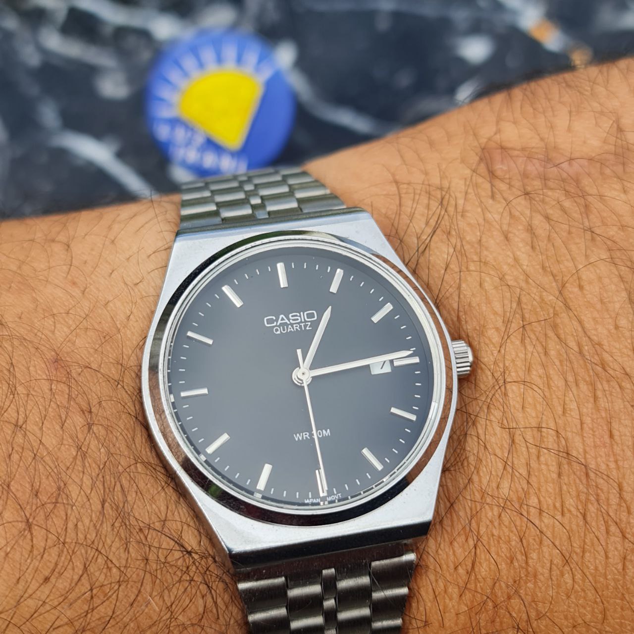 ساعت مردانه کاسیو گادفادر کد 4456 نقره ای صفحه مشکی — تصویر ۶