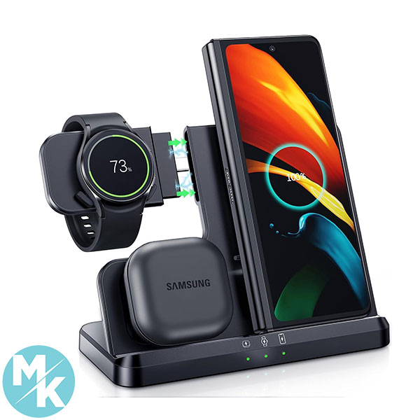 شارژر وایرلس سامسونگ 3 در 1 برند LK مدل Q10