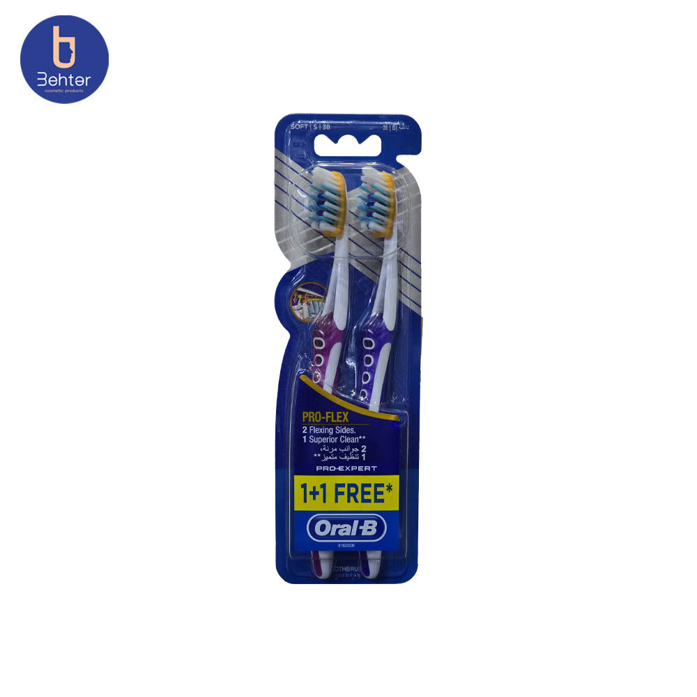 مسواک دوقلو اورال بی پرو اکسپرت نرم (سافت) ایرلندی مدل پرو فلکس Oral-B Pro-Expert Pro-Flex Soft 38 — تصویر ۳