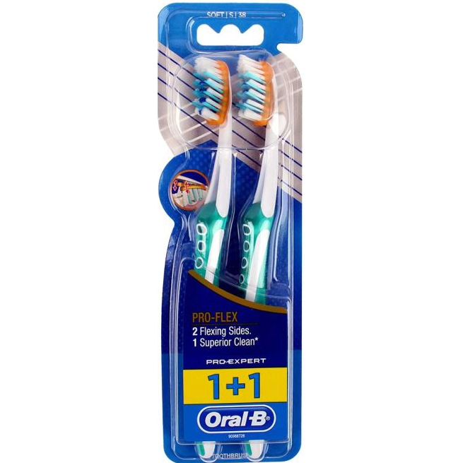 مسواک دوقلو اورال بی پرو اکسپرت نرم (سافت) ایرلندی مدل پرو فلکس Oral-B Pro-Expert Pro-Flex Soft 38 — تصویر ۲