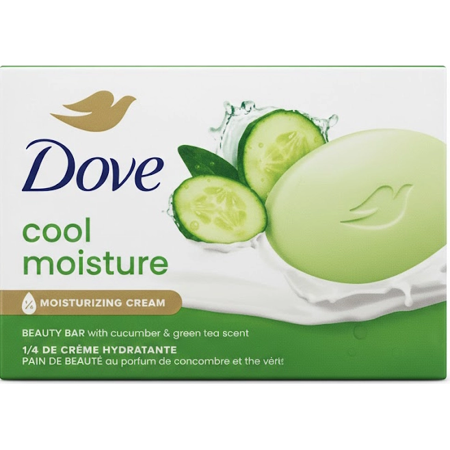پن و صابون داو با رایحه خیار و چای سبز ۱۰۶ گرم Dove Beauty Bar Soap Cool Moisture Cucumber and Green Tea Scent