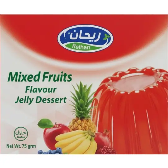 پودر ژله میوههای مخلوط ریحان ۷۵ گرمی Reihan jelly Mixedfruits flavour