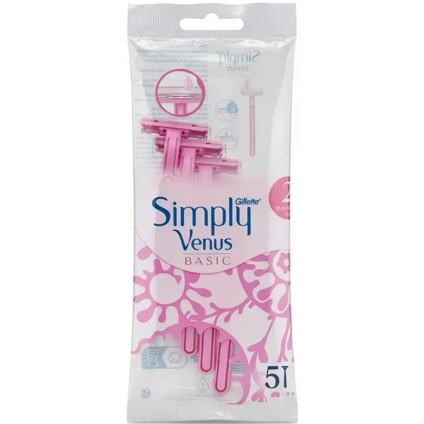 تیغ ژیلت ونوس سیمپلی ۲ تیغه بسته ۵ عددی Gillette Simply Venus razor 2 blades