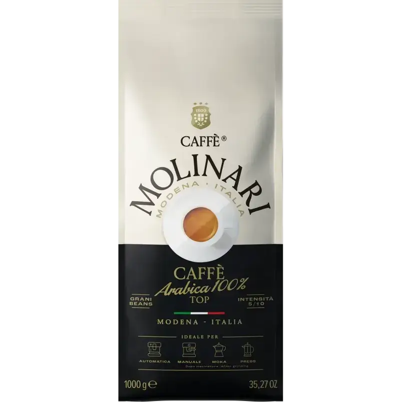 دانه قهوه مولیناری ۱۰۰٪ عربیکا 1کیلویی Caffe Molinari Arabica