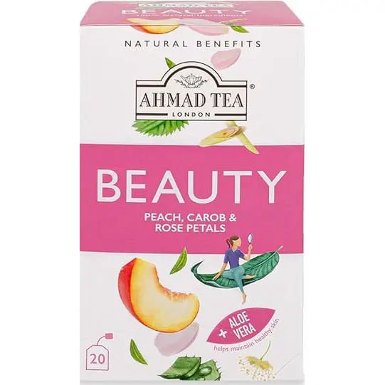 دمنوش بیوتی چای احمد مخصوص سلامت پوست حاوی گزنه، آلوئه‌ورا، هلو و خرنوب 20عددی Ahmad Tea Beauty