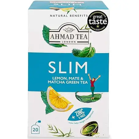چای/ دمنوش لاغری احمد تی اسلیم حاوی ماته، ماچا و زینک 20 عددی Ahmad Tea SLIM