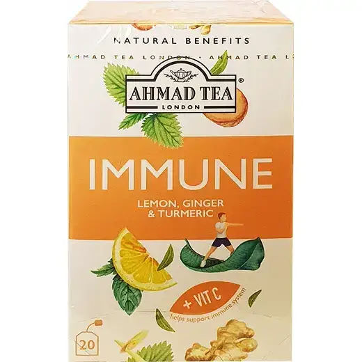 دمنوش احمد تی تقویت سیستم ایمنی با لیمو، زنجبیل، زردچوبه و ویتامین سی 20 عددی Ahmad Tea Immune