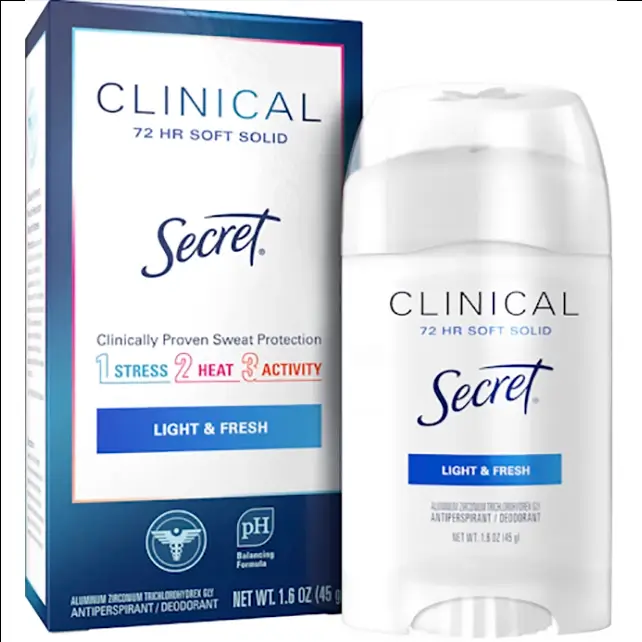 مام ضد تعریق کلینیکال سکرت لایت اند فرش ۷۲ ساعته ضد استرس Clinical Strength Soft Solid Antiperspirant Deodorant LIGHT &amp; FRESH
