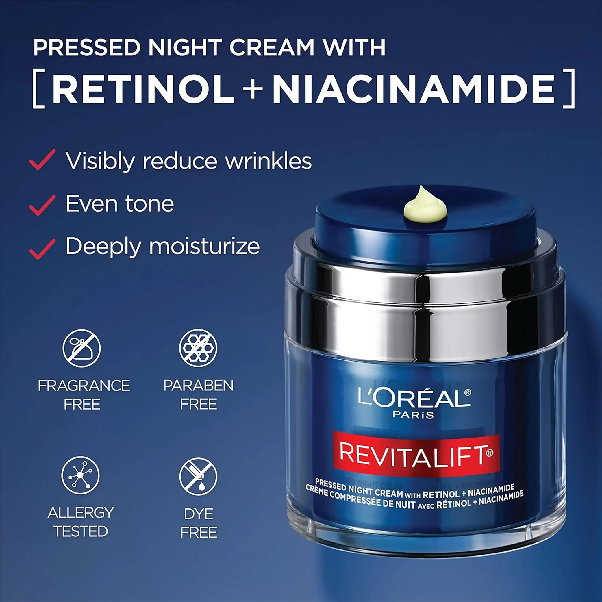 کرم شب ضد چروک قوی رویتالیفت لورال حاوی نیاسینامید 50 میل L’OREAL PARIS REVITALIFT LASER RETINOL + NIACINAMIDE — تصویر ۳