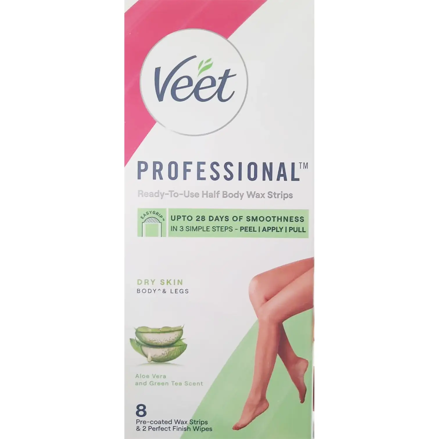 نوار موبر ویت نیم تنه برای پوست خشک بدن و پاها ۸ عددی Veet Professional Half Body Wax Strips for Dry Skin