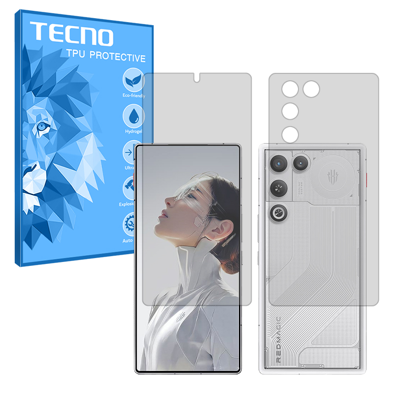 گلس صفحه نمایش و پشت گوشی زد تی ای nubia RedMagic 11 Air مدل هیدروژلی شفاف برند تکنو — تصویر ۲