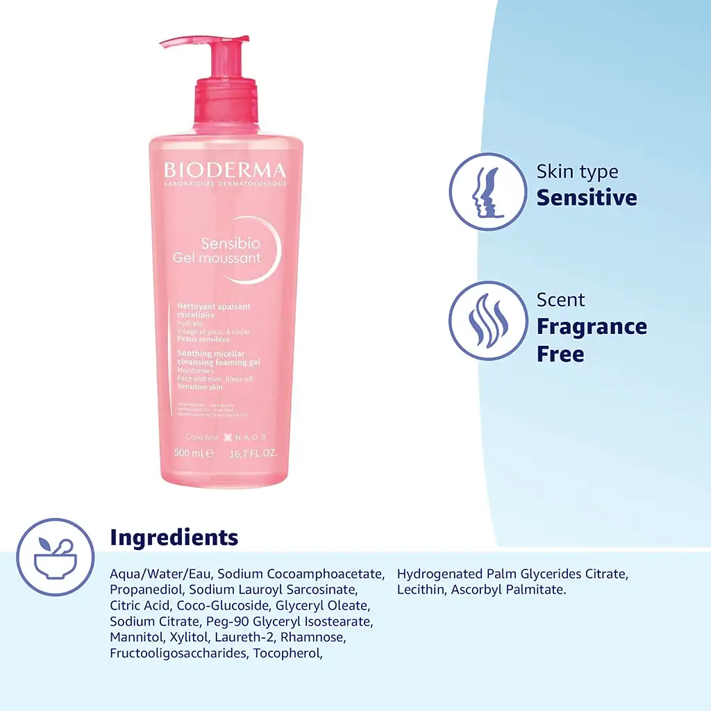 ژل شستشوی پوست خشک و حساس بایودرما سنسیبیو BIODERMA Sensibio Gel moussant — تصویر ۴