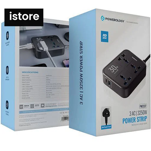 چند راهی برق پاورولوژی PWCUQC037 اصل | ظرفیت ۳۲۵۰ وات با ۳ خروجی
