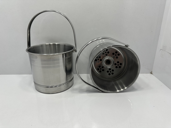 سطل یخ استیل وارداتی دو رنگ طلایی و نقره ای — تصویر ۳