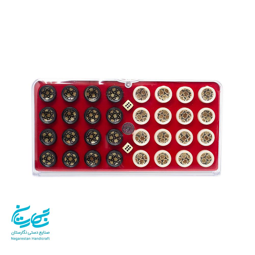 مهره تخته نرد خاتم کاری با جعبه — تصویر ۳