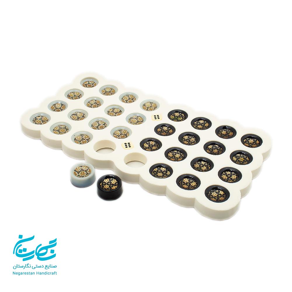 مهره تخته نرد خاتم کاری بدون جعبه — تصویر ۳