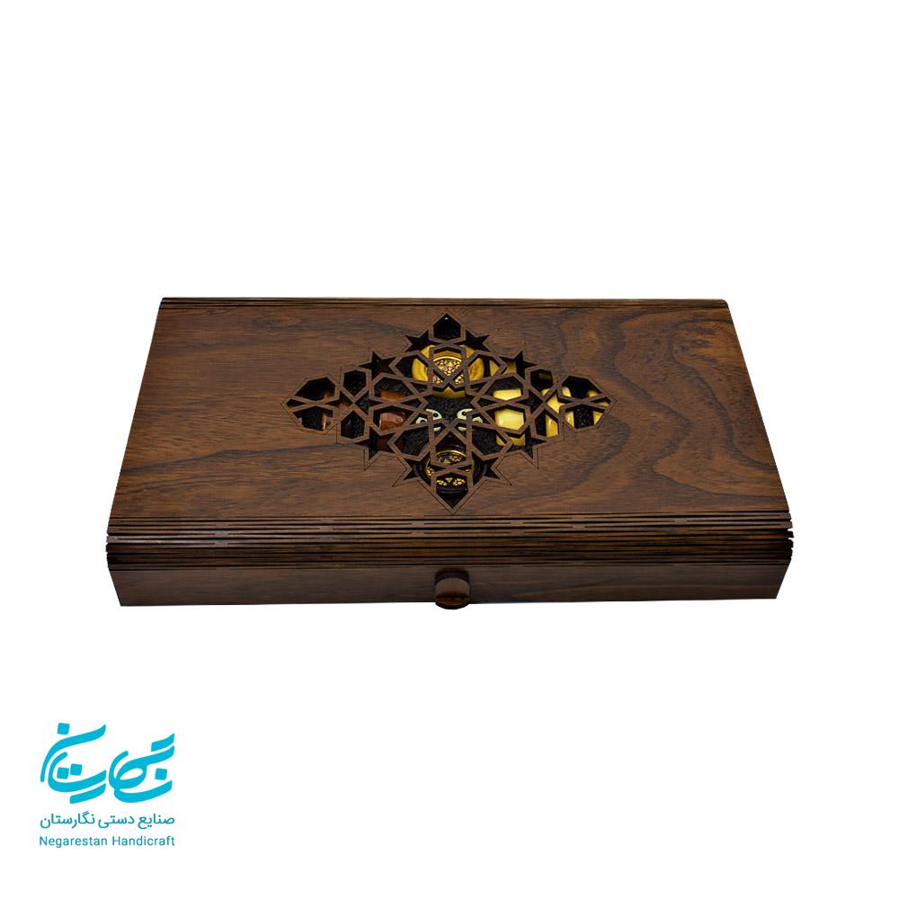 مهره تخته نرد خاتم کاری نفیس 50 سانتی — تصویر ۶