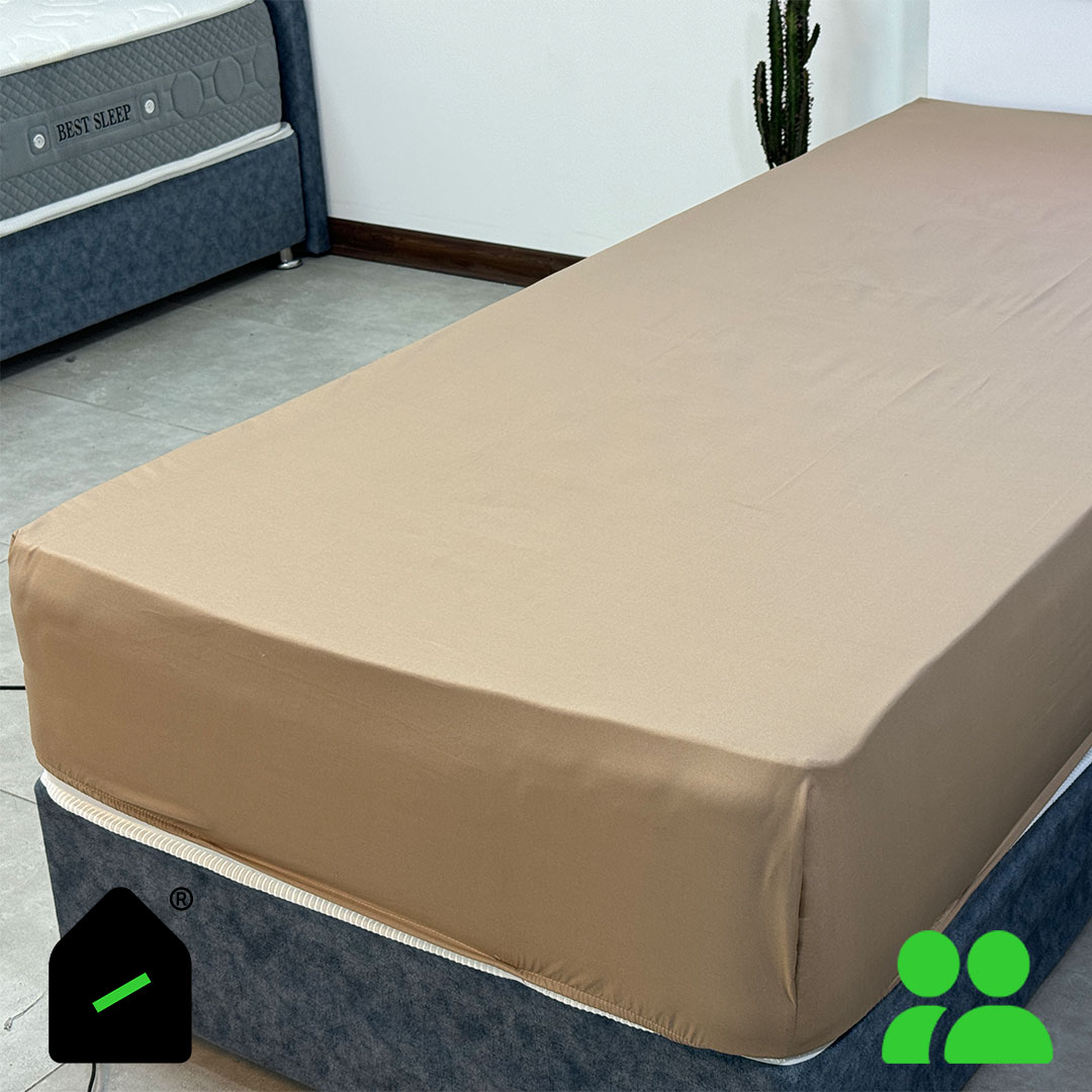 ملحفه تشک کش دار دونفره رنگ نسکافه ای Elay home